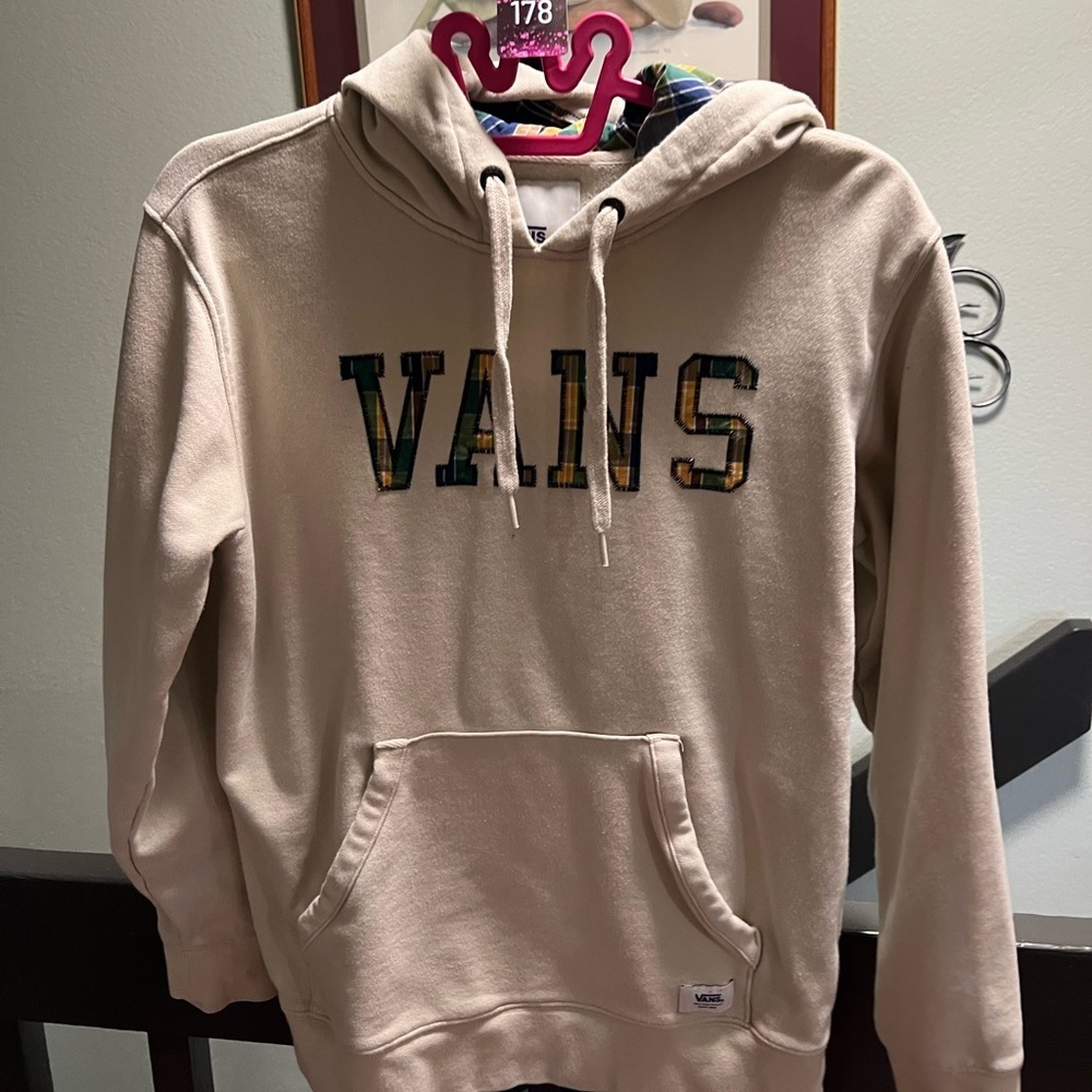 Vans Beige Hoodie with Multicolor Logo